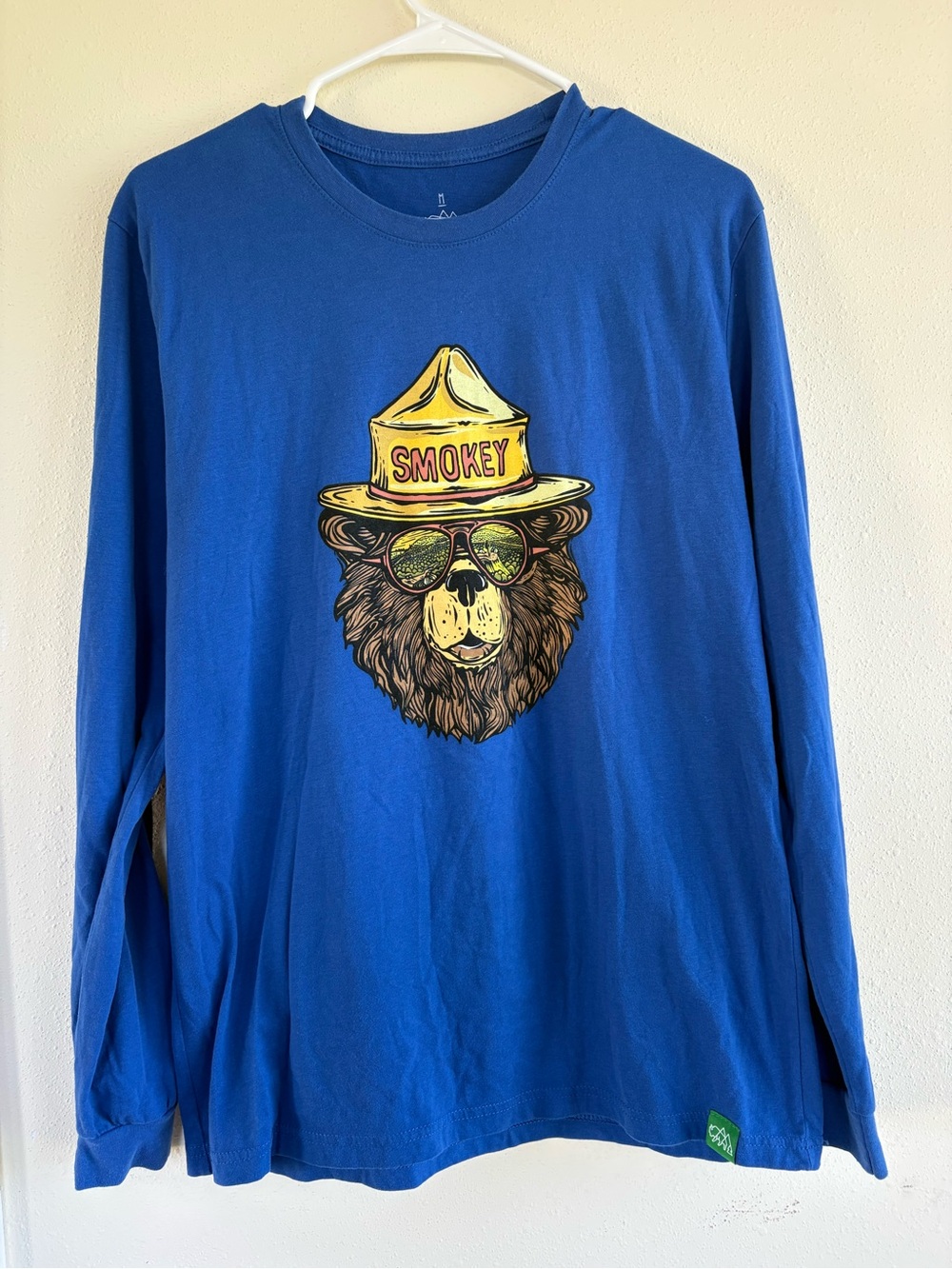Wild Tribute Smokey Bear Long Sleeve Graphic Tee Blue Size M USA Forest